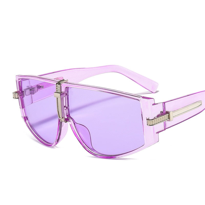 Vintage Punk Sunglasses Women Luxury Fashion Goggle Sun Glasses Men Personality One Piece Black Blue Glasses