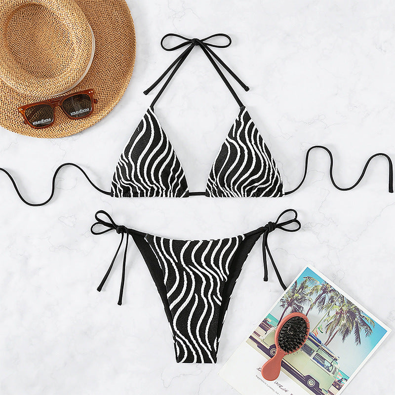 Sexy Striped Bikini Swimwear with Two-Piece Design