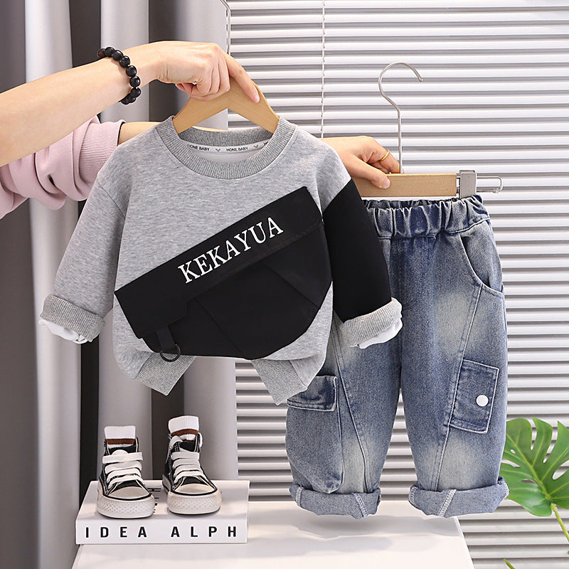 Long sleeved hoodie two-piece set for baby children's clothing