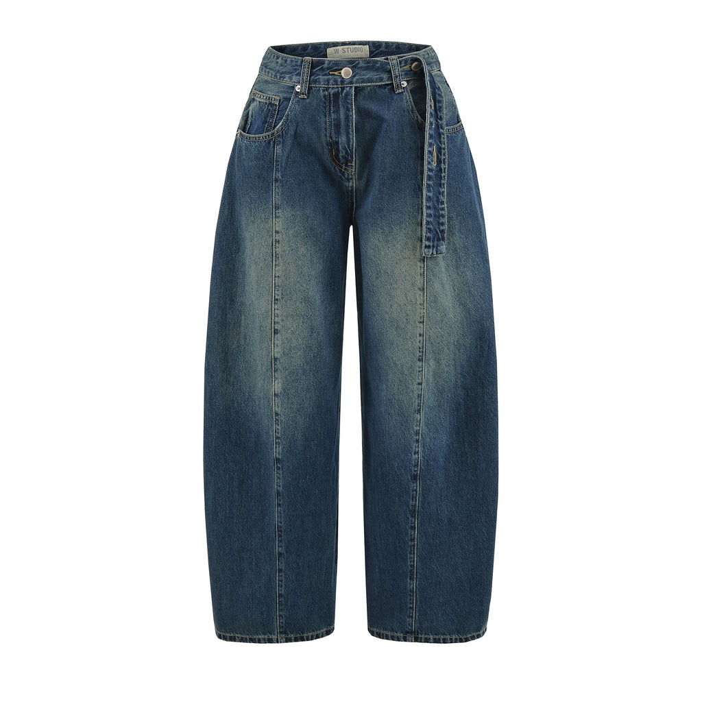 Mid-Waist Wide-Leg Dagger Cut Jeans for Women  Pear Shape Loose Hip-Hiding Slimming Dagger Pants Scythe Pants