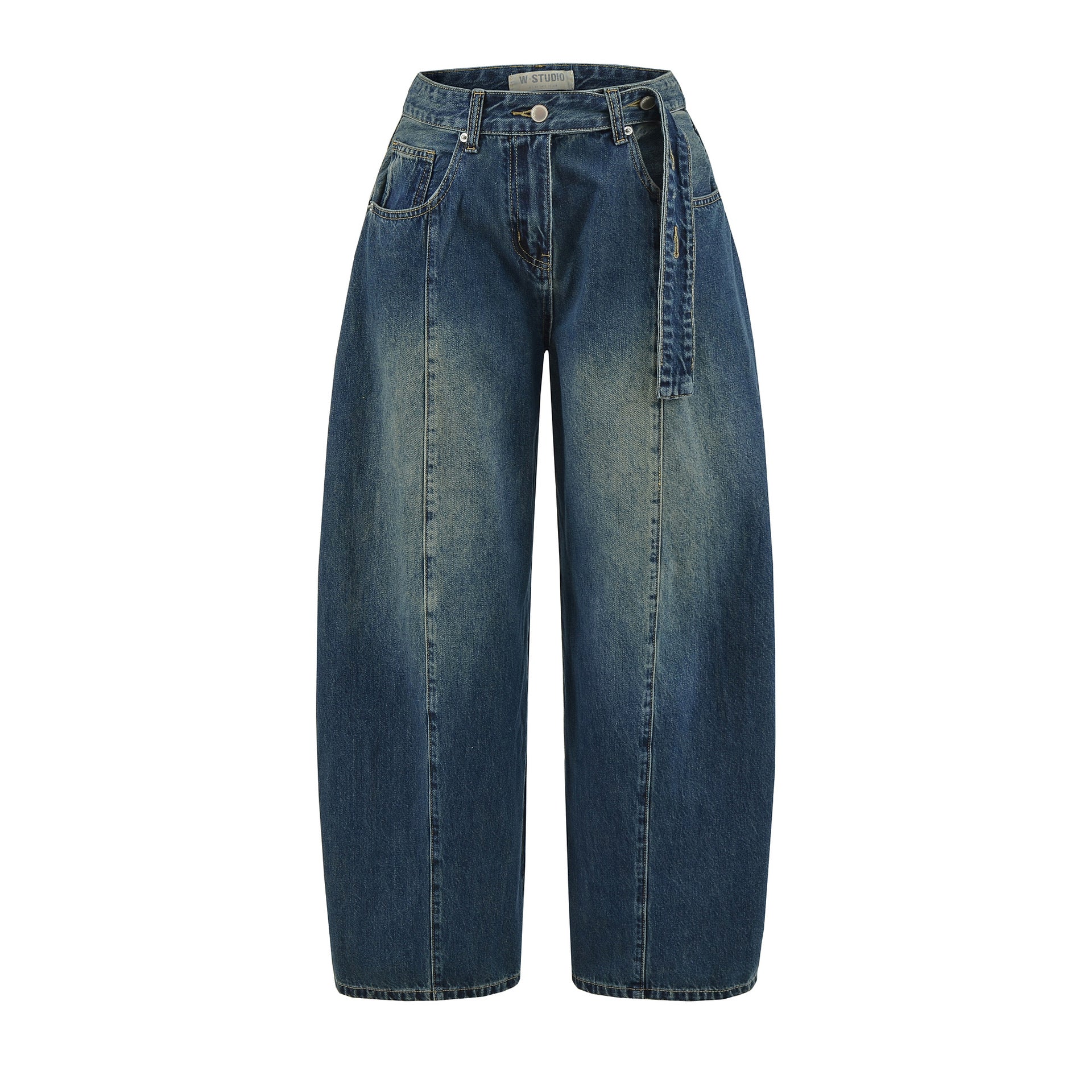Mid-Waist Wide-Leg Dagger Cut Jeans for Women  Pear Shape Loose Hip-Hiding Slimming Dagger Pants Scythe Pants