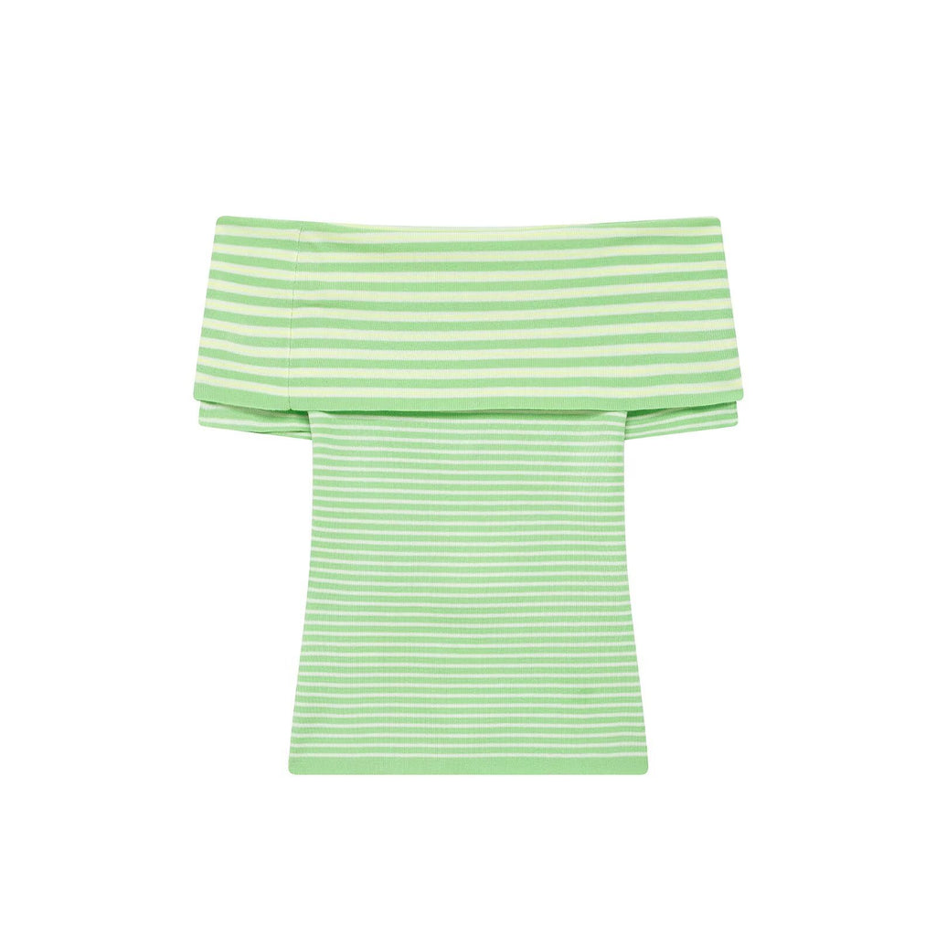 Pure Desire Striped Off Shoulder Knitted Top