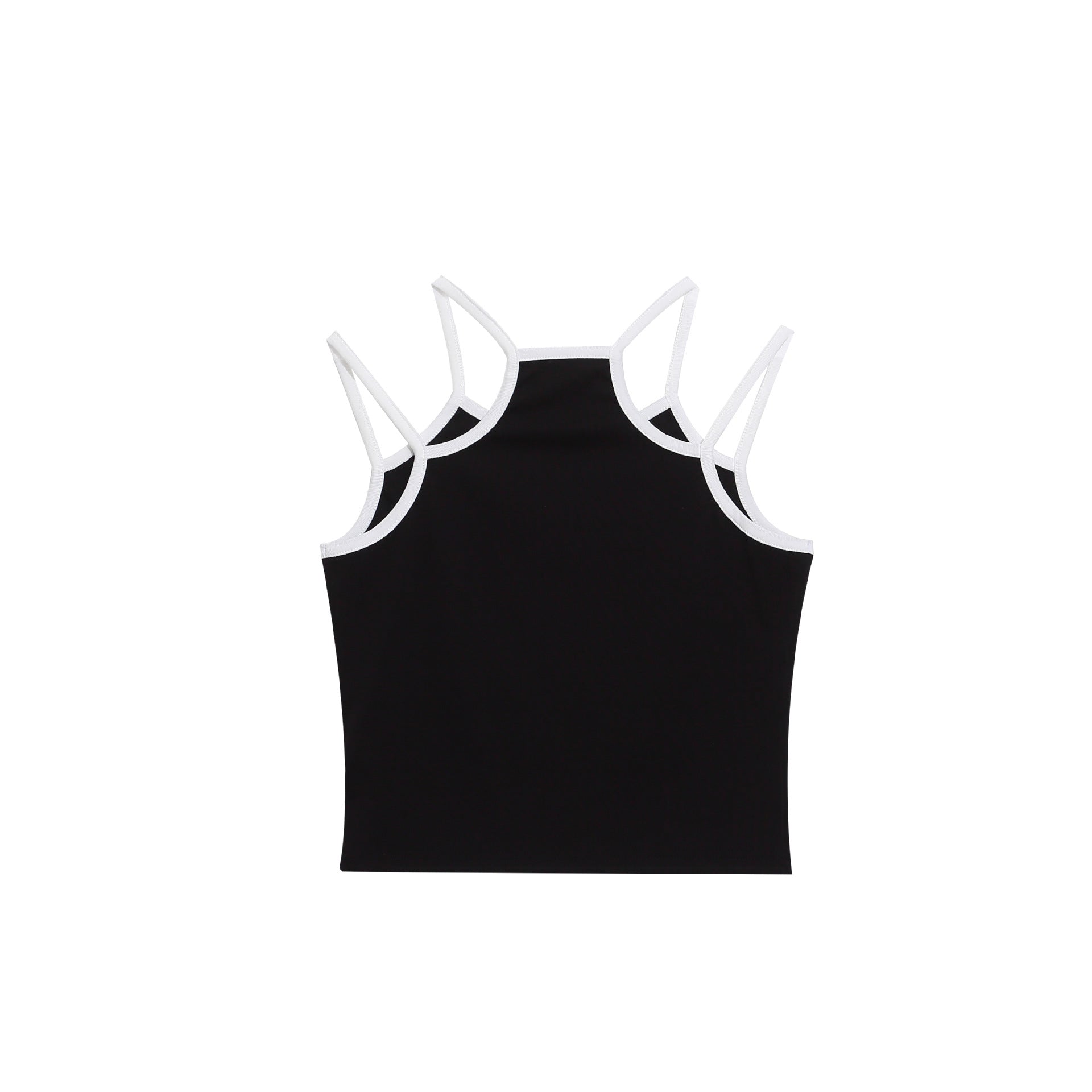 Cool Ghost Print Strap Top, Dual Color Contrast Fitted Cropped Outerwear Shirt