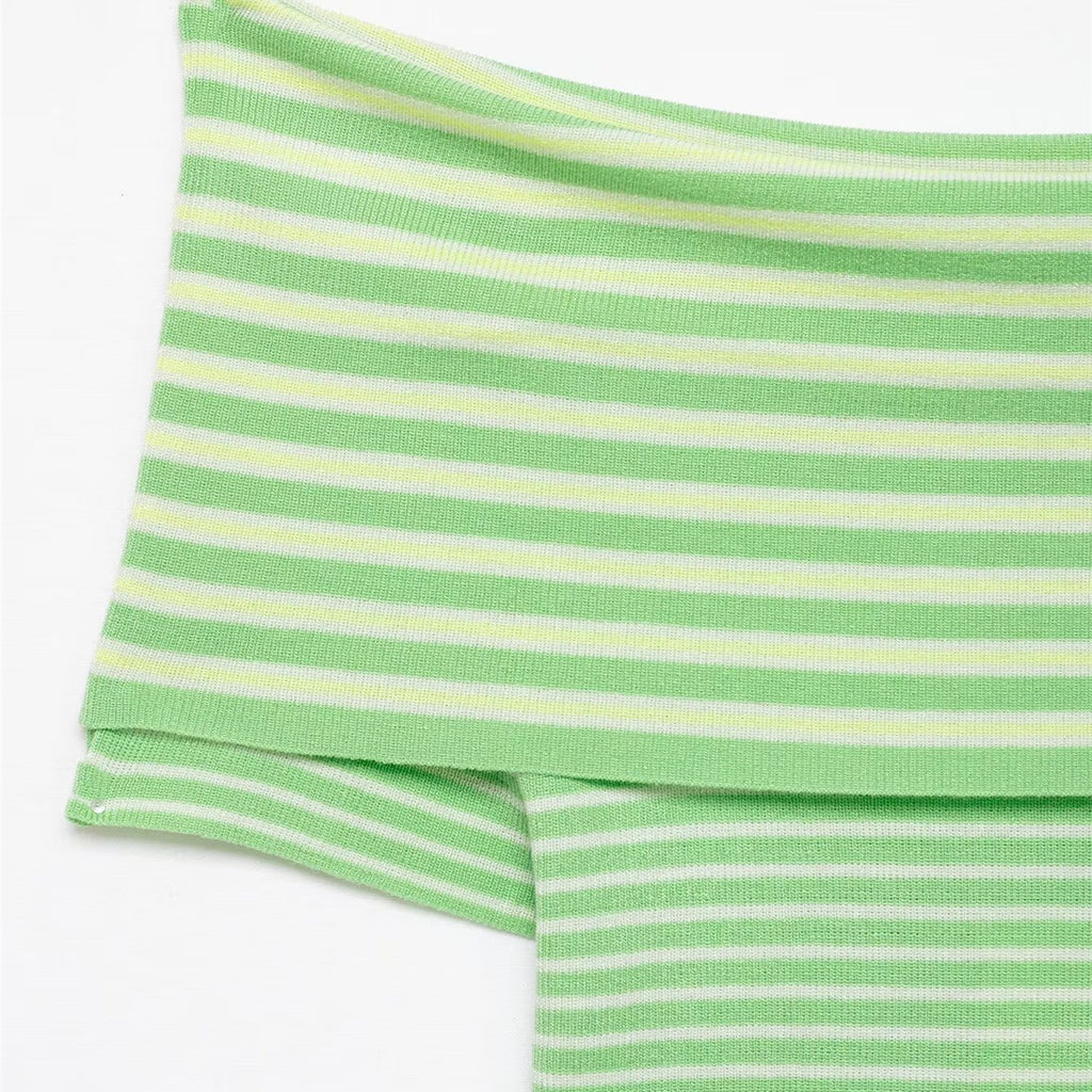 Pure Desire Striped Off Shoulder Knitted Top