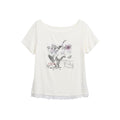 Cool Style Lace Patchwork Printed T-Shirt with Guitar Cat Pattern, Fitted Cropped Top