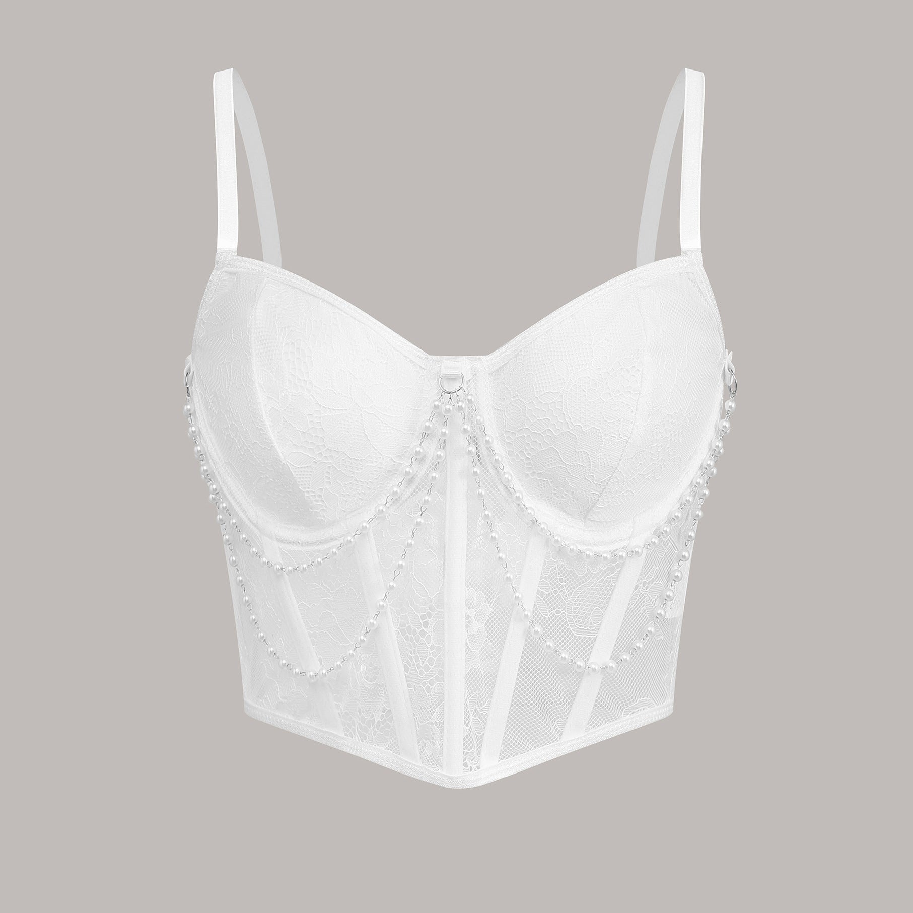 Lace Fitted Bustier Boned Crop Top