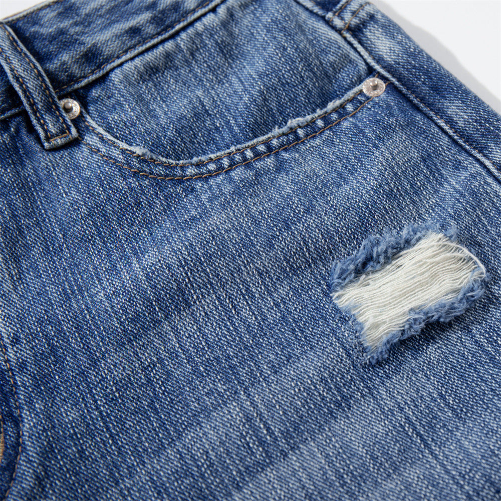 Ripped denim shorts