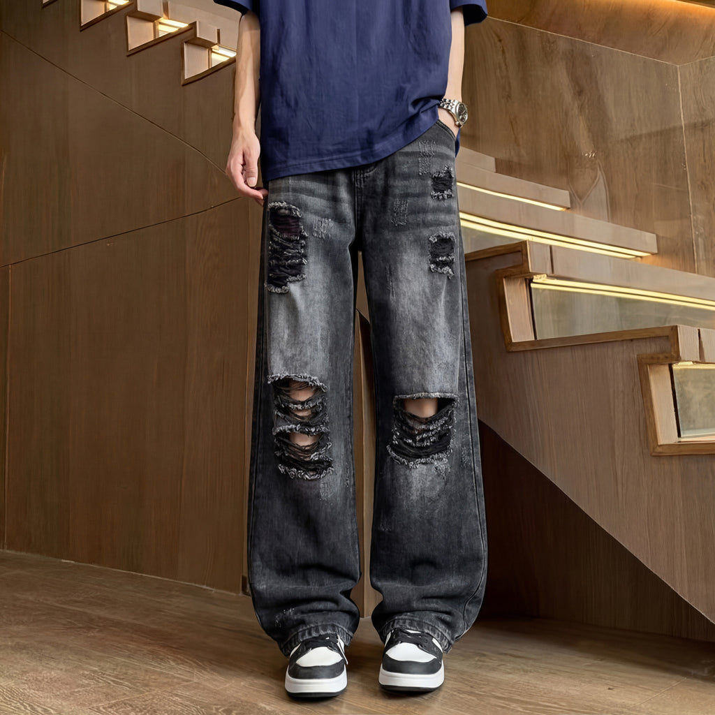 Light colored ripped jeans for men