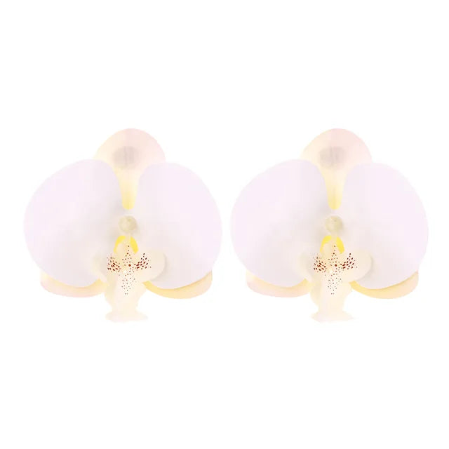Simulation Phalaenopsis Flower Pendant Necklace Earring Set for Women Elegant Floral Rural Petal Chains Necklaces Accessory