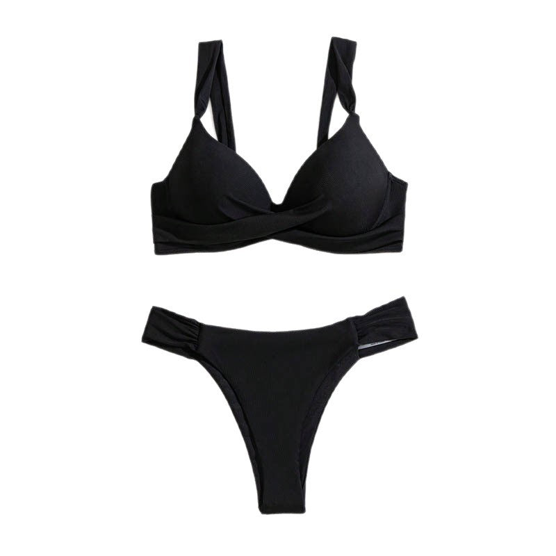 Bikini swimsuit women solid color