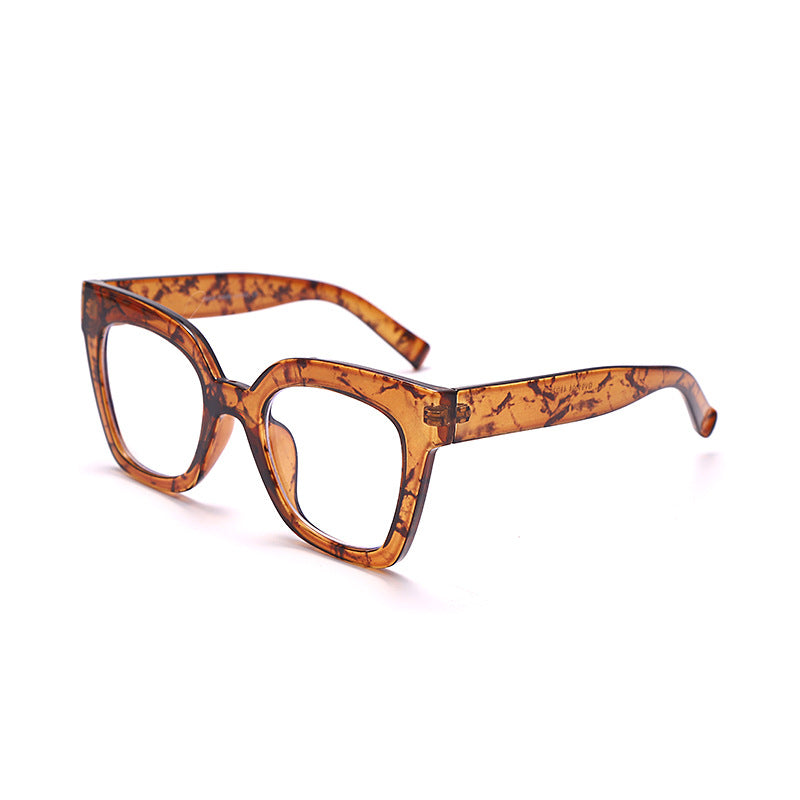 New Personality Simple Large Frame Anti-Blue Light Glasses Go Out Plain White With Square Frame Flat Mirror Decorative Glasses