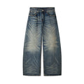 Used washed denim jeans