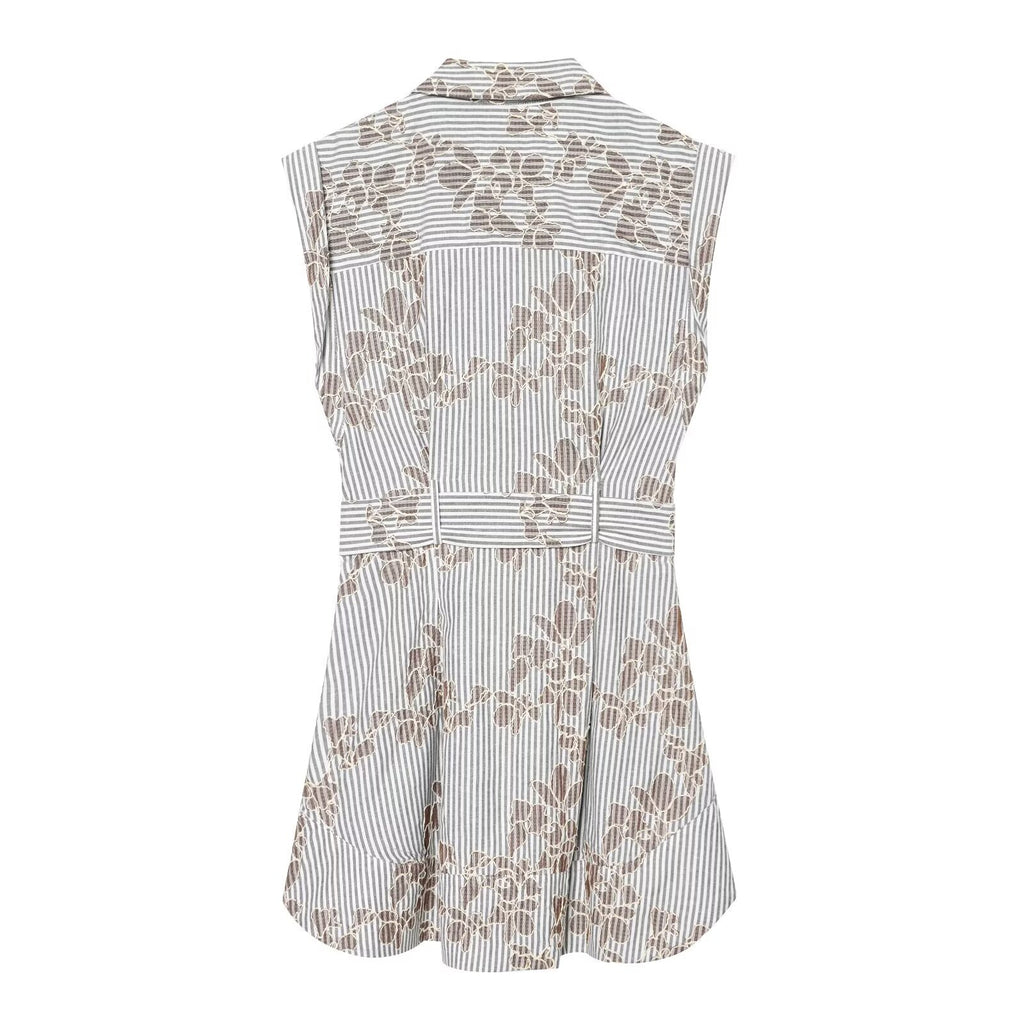 Elegant Embroidered Bead Belt Dress