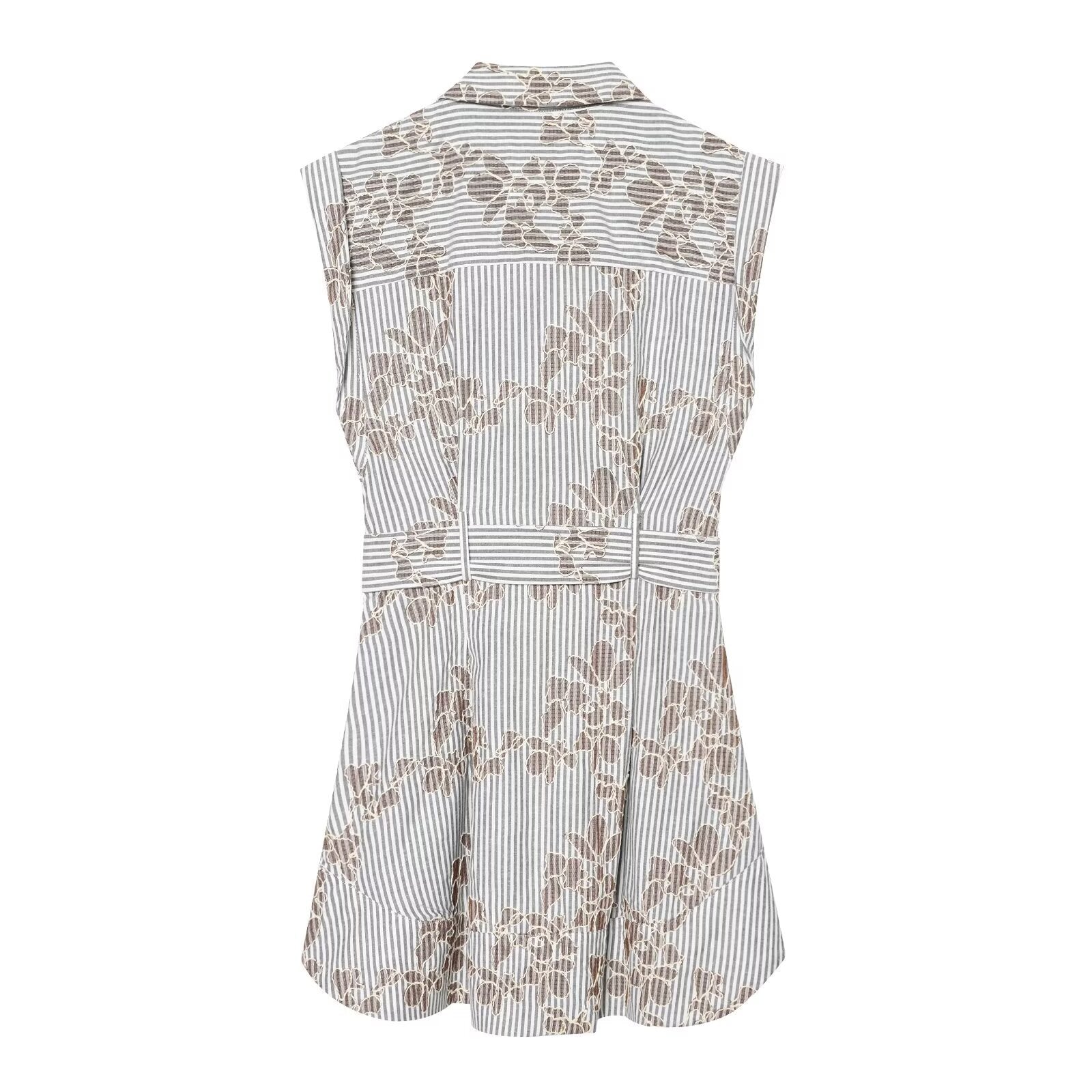 Elegant Embroidered Bead Belt Dress