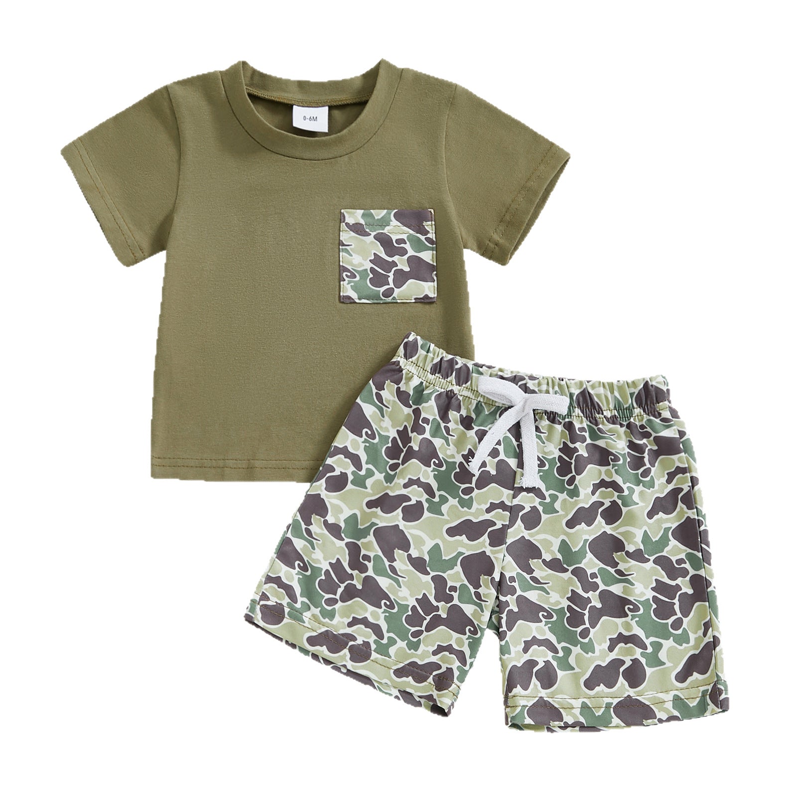 Casual Camouflage Short SleeveShorts Set for Boys, Kids Two-Piece Outfit