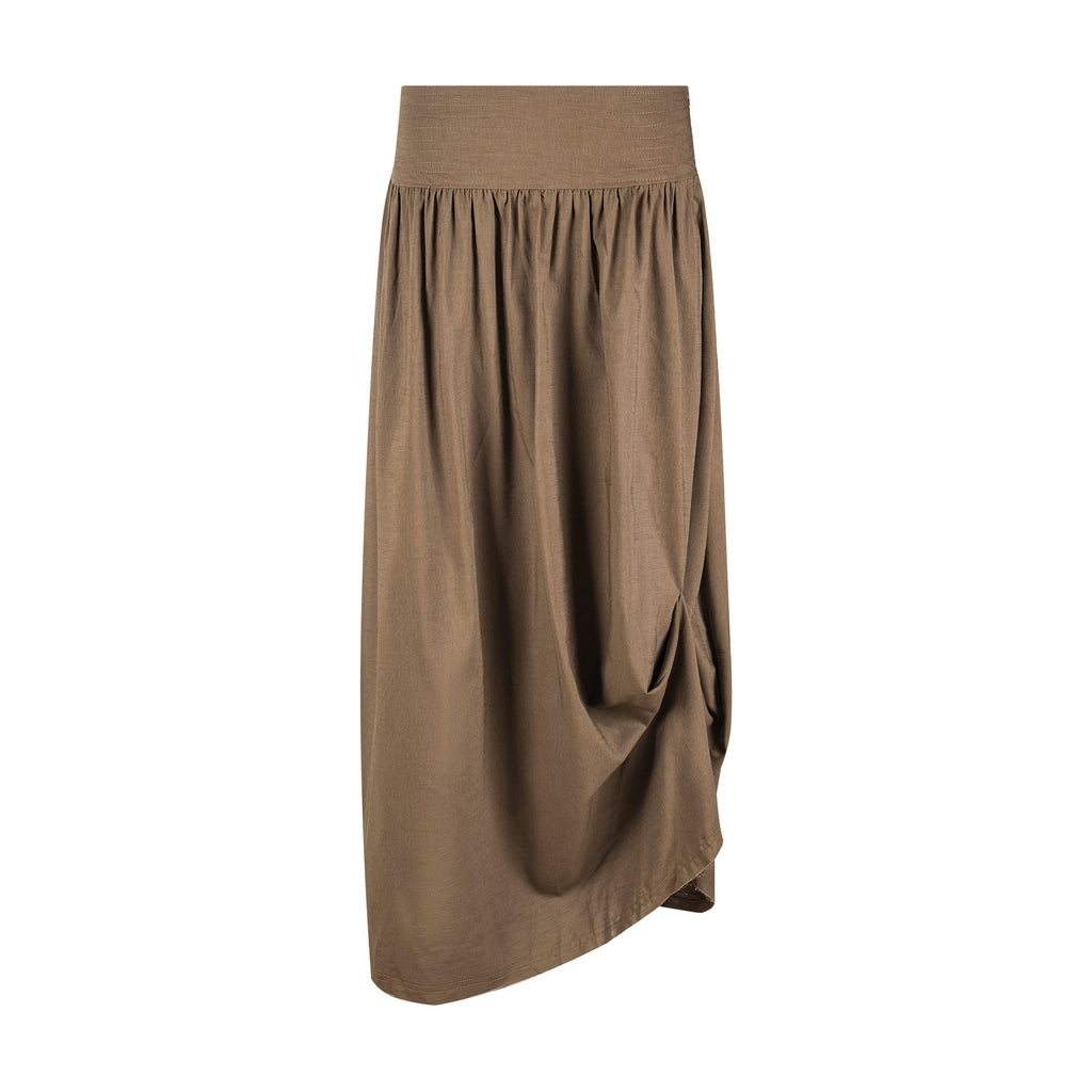 Pleated Irregular Skirt for Women High Waist Elastic Waist Drape Mid-Length Skirt
