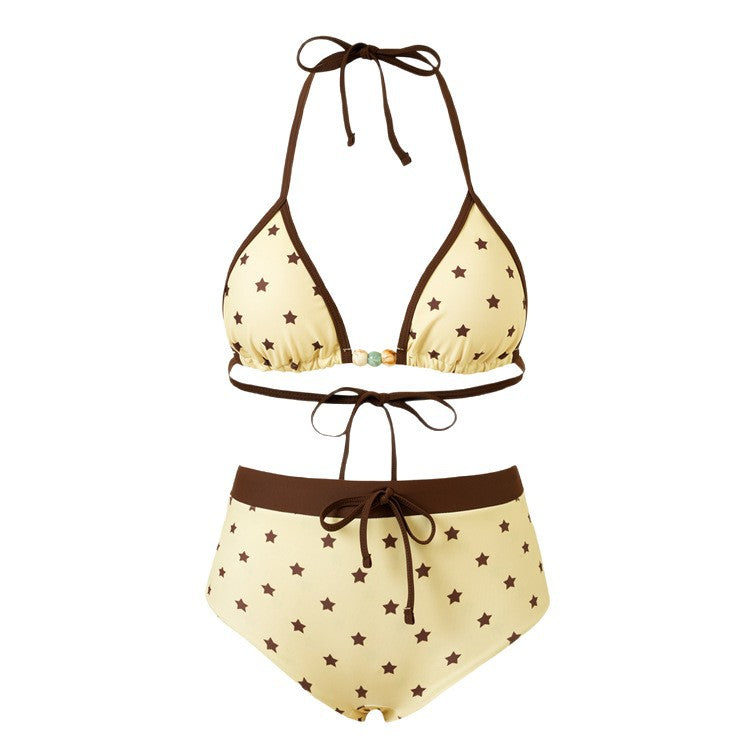 Hanging neck tie bikini swimsuit