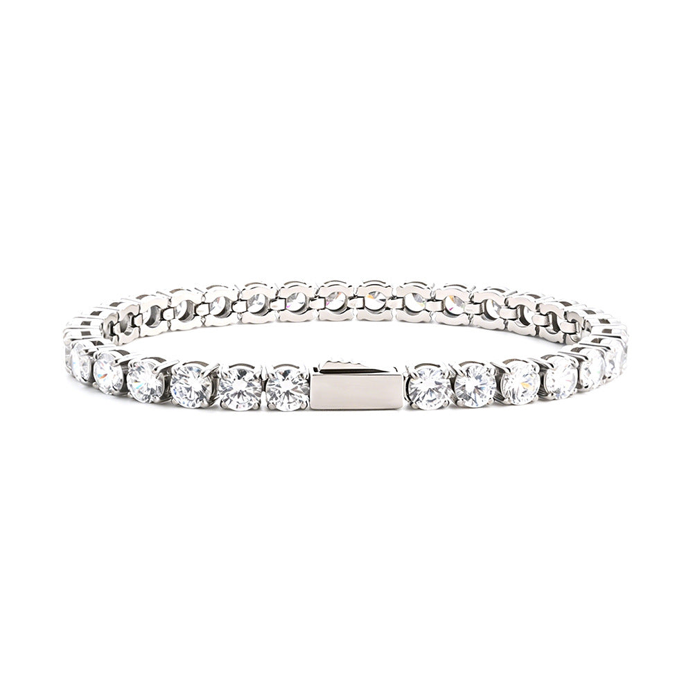 3-5MM Tennis Chain Hip-Hop Stainless Steel Zircon Bracelet