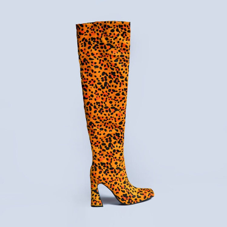 pop print autumn winter boots women fashion over the knee high boots woman sexy high heels runway boots
