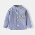 Striped Long Sleeve Shirt Stand Collar Pure Cotton, Casual Top