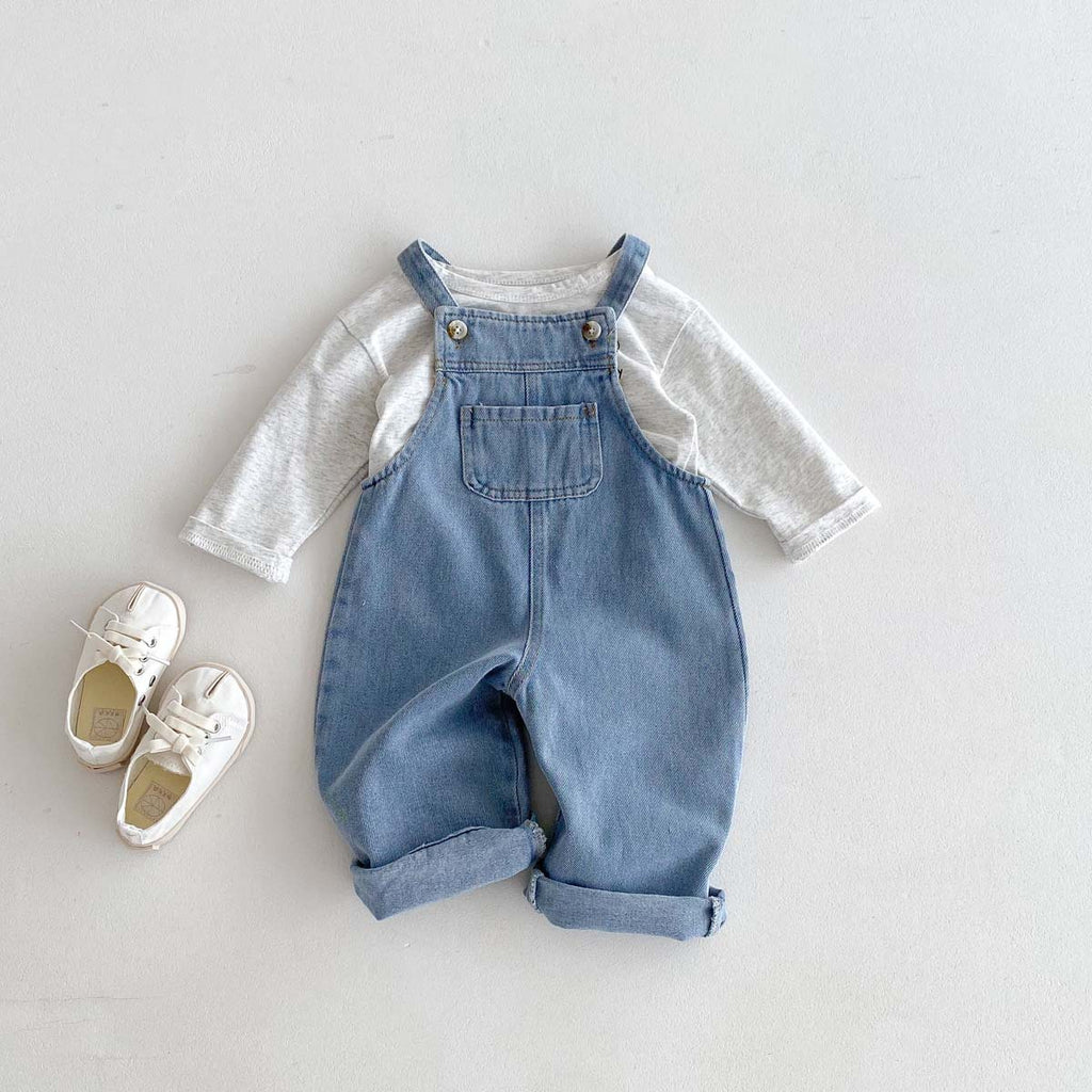 Spring and Autumn  Children's Overalls, Casual Denim Jumpsuit for Toddlers, Fashionable Boys and Girls Pants