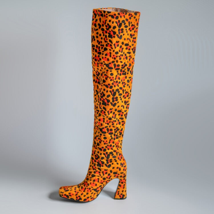pop print autumn winter boots women fashion over the knee high boots woman sexy high heels runway boots