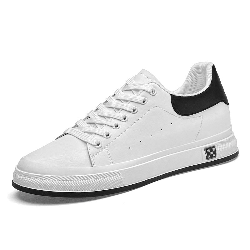 Men's Low-top Leather Sneakers with Thick Sole and Inner Height Increase
