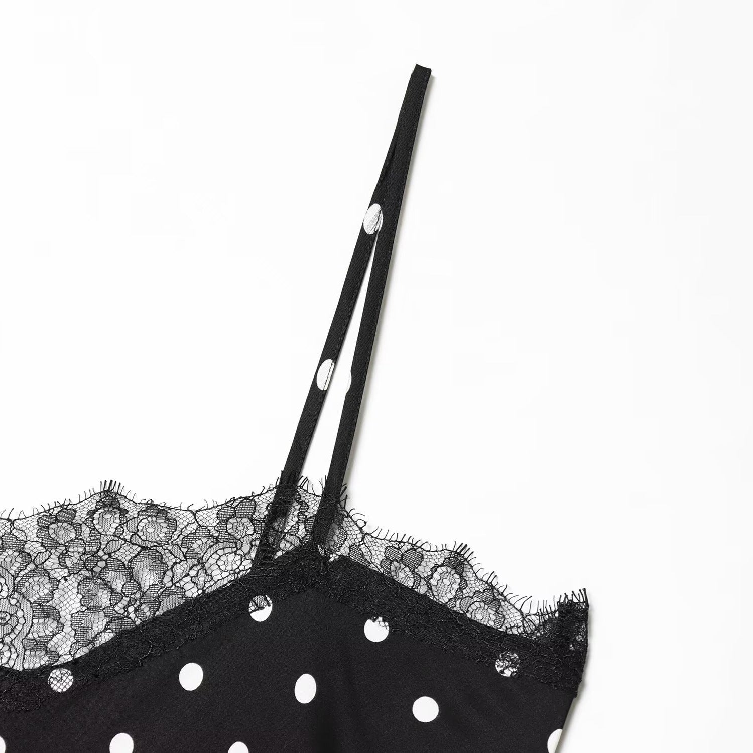 Vintage lace polka dot long camisole skirt