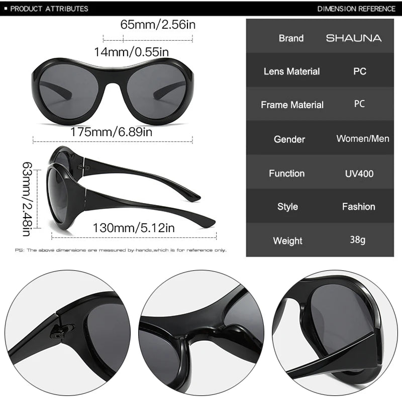 Oversized Oval Sunglasses Women Fashion Y2K Punk Men Outdoor Sports Sun Glasses Shades UV400