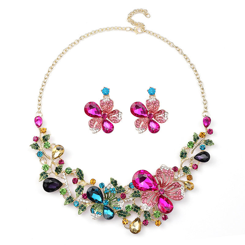 Itacazzo Decorative Props Dreamlike Style Romantic Dazzling Ladies' Necklace Earrings 3 Pcs Set  For Important Occasions