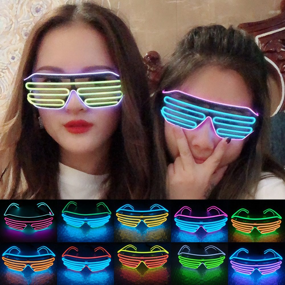 Double-colored Neon Luminous Glasses Flashing Eyeglass Party Wire LED Light Glasses Halloween Fluorescent Glowing Glasses Party