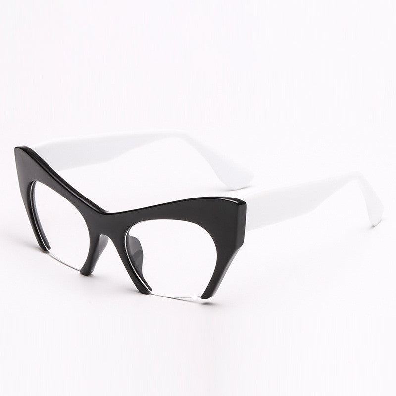 New Film Female Glasses Frame Half-Frame Cat Eye Personality Frame