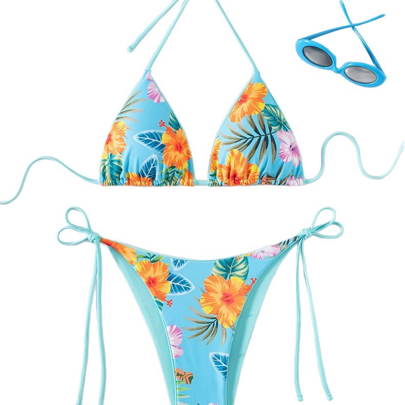 Rainforest printed triangle bikini