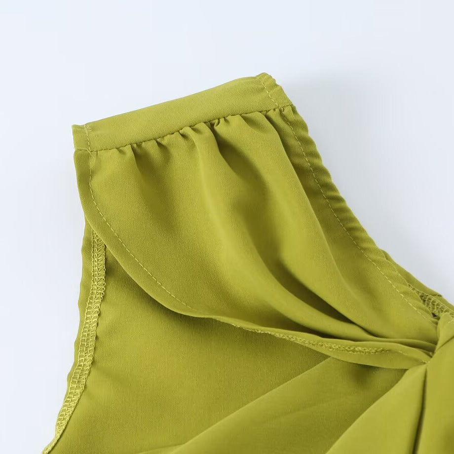 Spicy girl irregular one shoulder twisted pleated sleeveless top