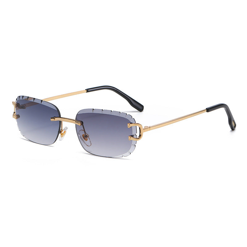 New Cut - Edge Oval Inverted Sunglasses Pattern Rimless Glasses Sunglasses