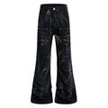 Graffiti splashed ink to make dirty denim bell bottoms
