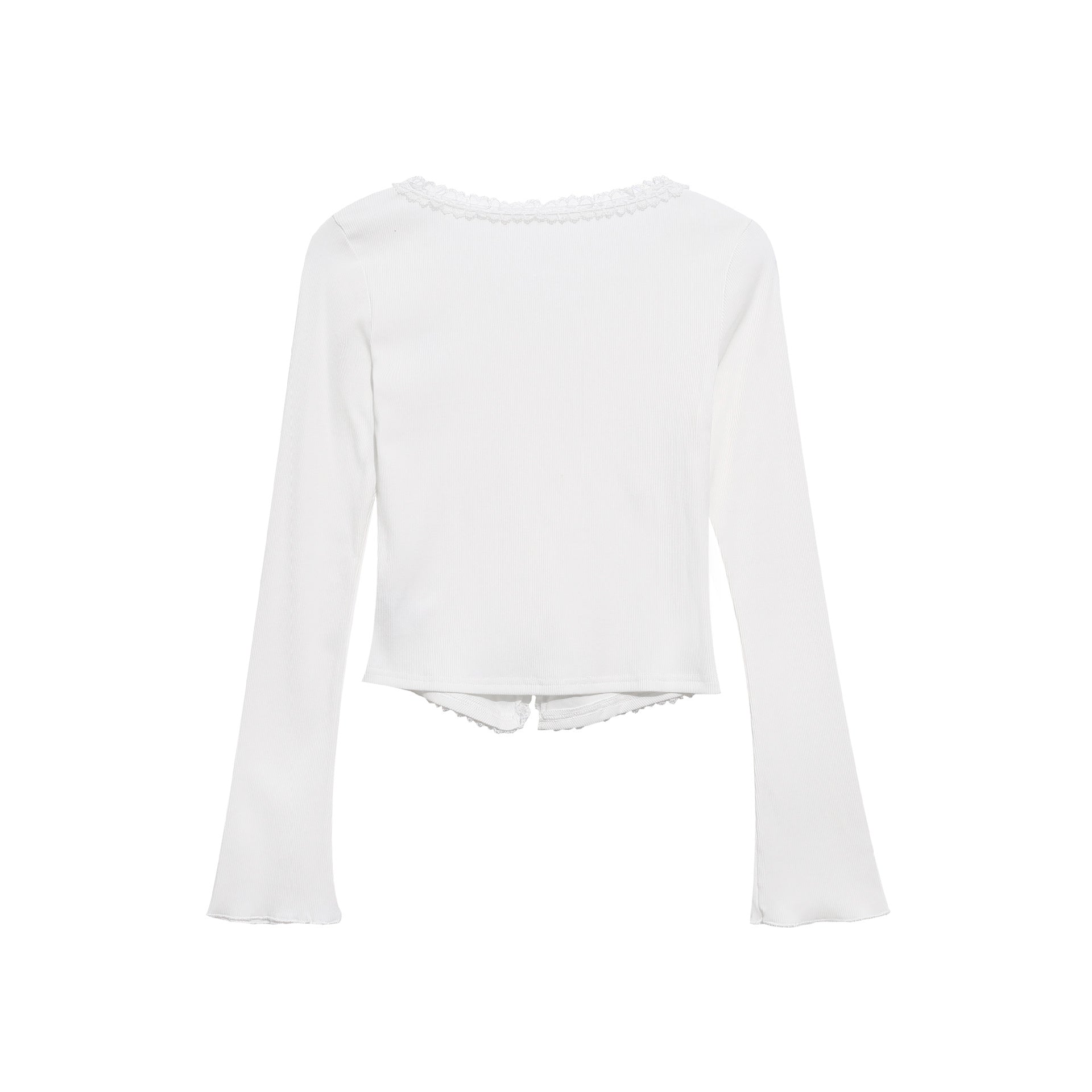Long Sleeve T-Shirt for Women, Embroidered Letter Fitted Slim Fit Flared Sleeve Crop Top