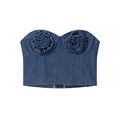 Spicy girl denim casual sexy strapless top