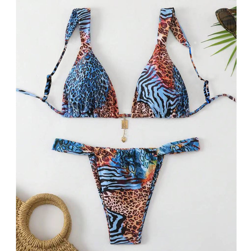 Bikini printed lace up