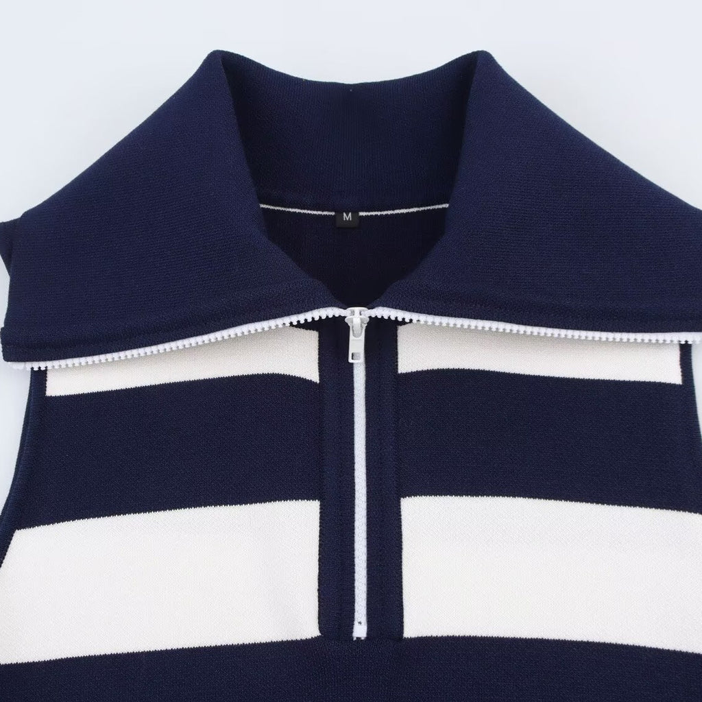 Street striped knitted sleeveless dress