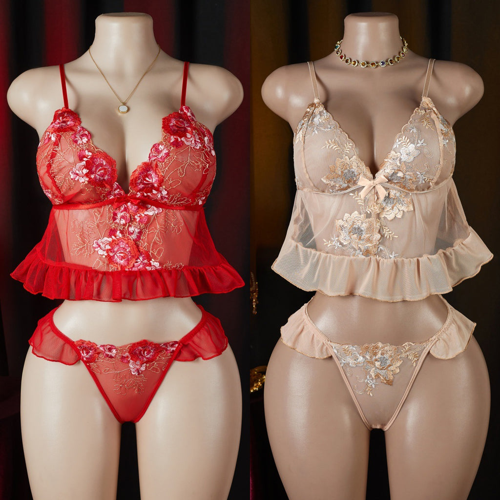 Lace soft cup camisole lingerie set