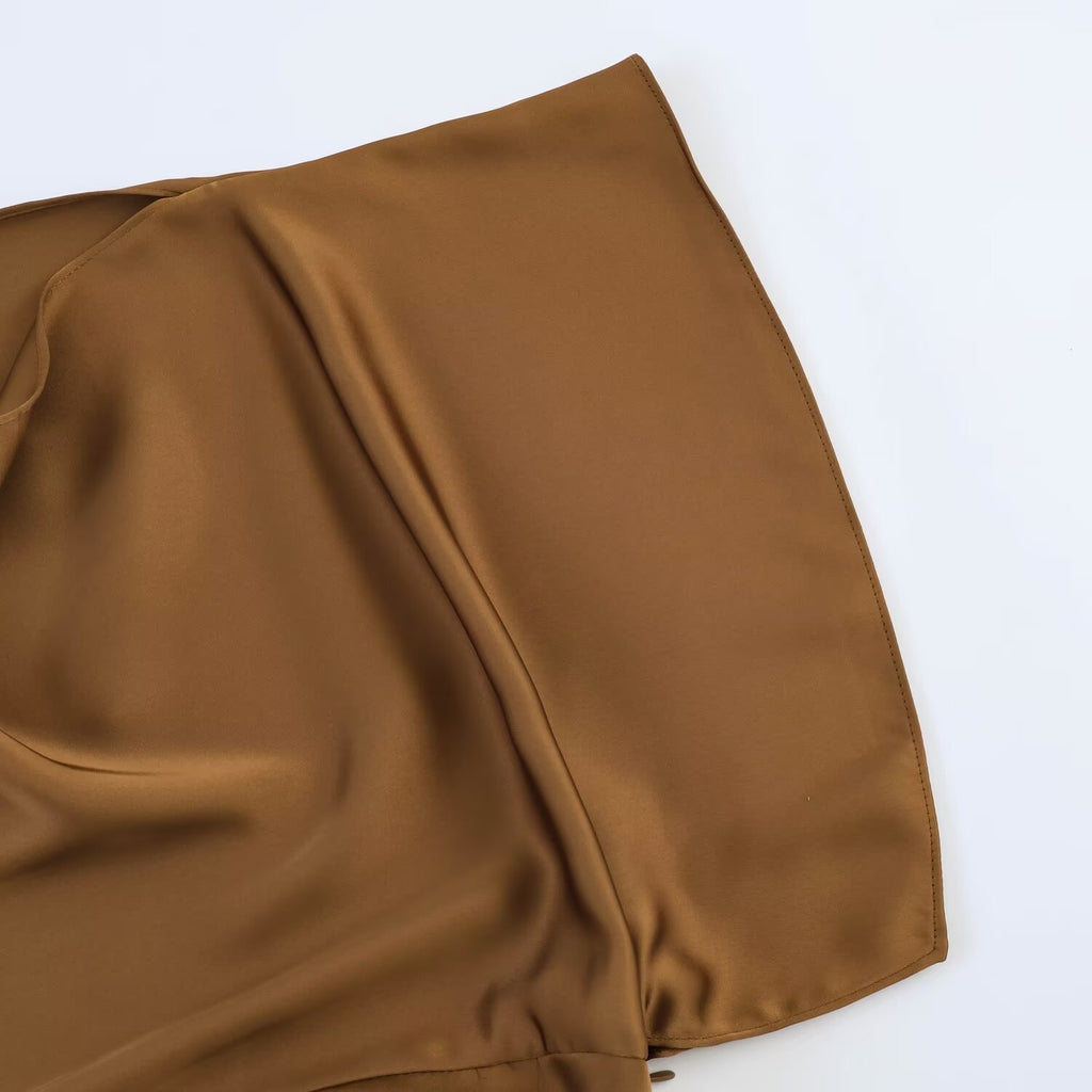 Satin texture layered asymmetric dress