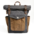 Men's Wax Canvas Backpack, Outdoor Hiking Large Capacity Waterproof Casual Travel Bag