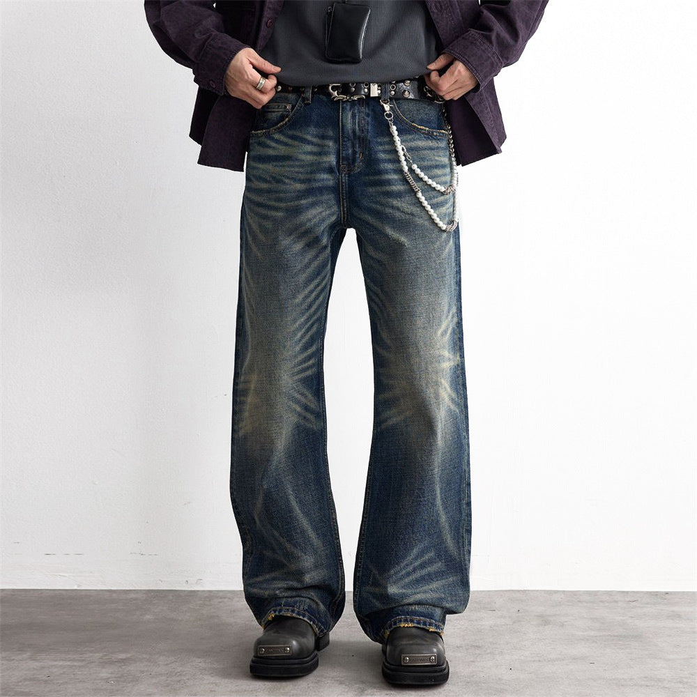 Used washed denim jeans