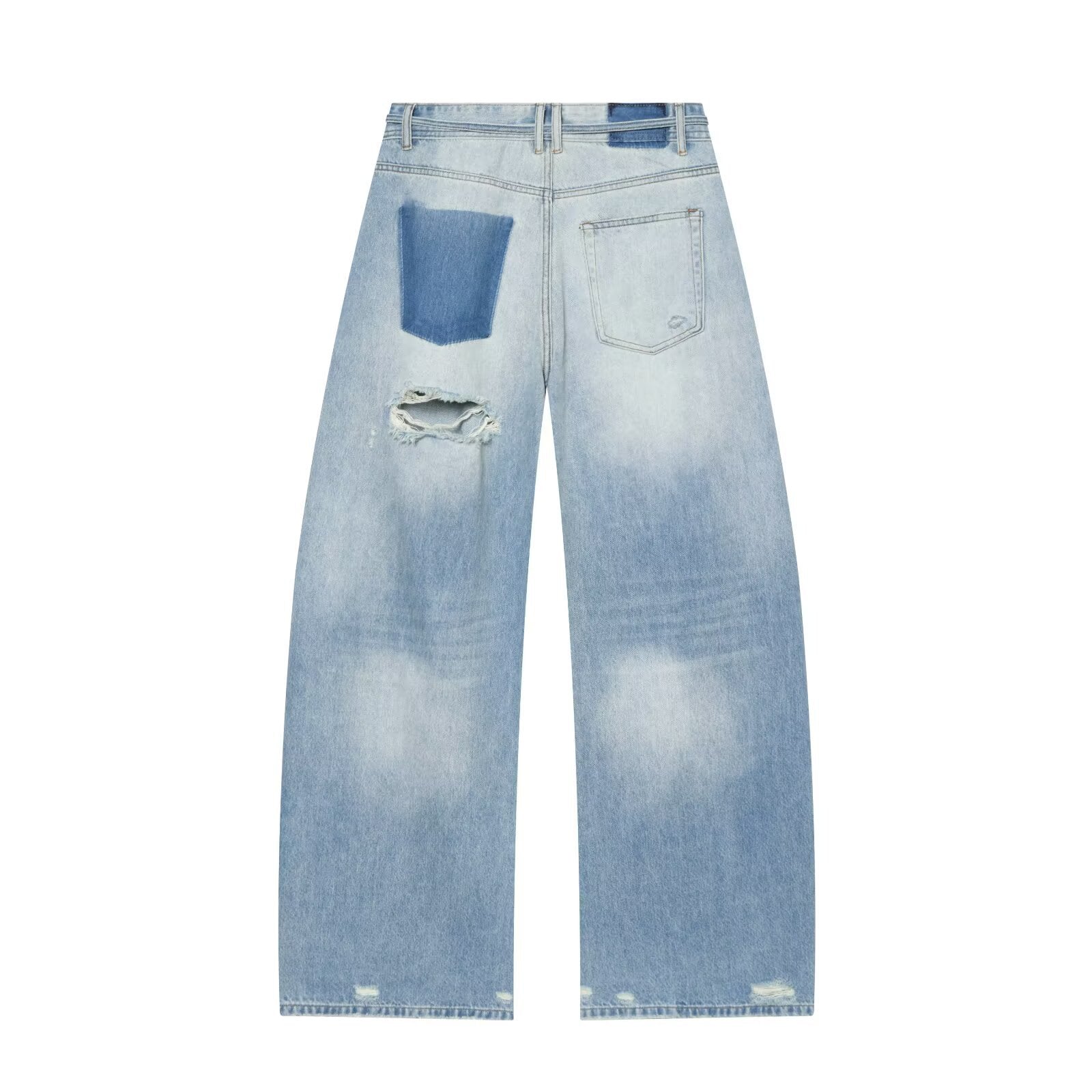 Broken hole decoration mid waist loose jeans