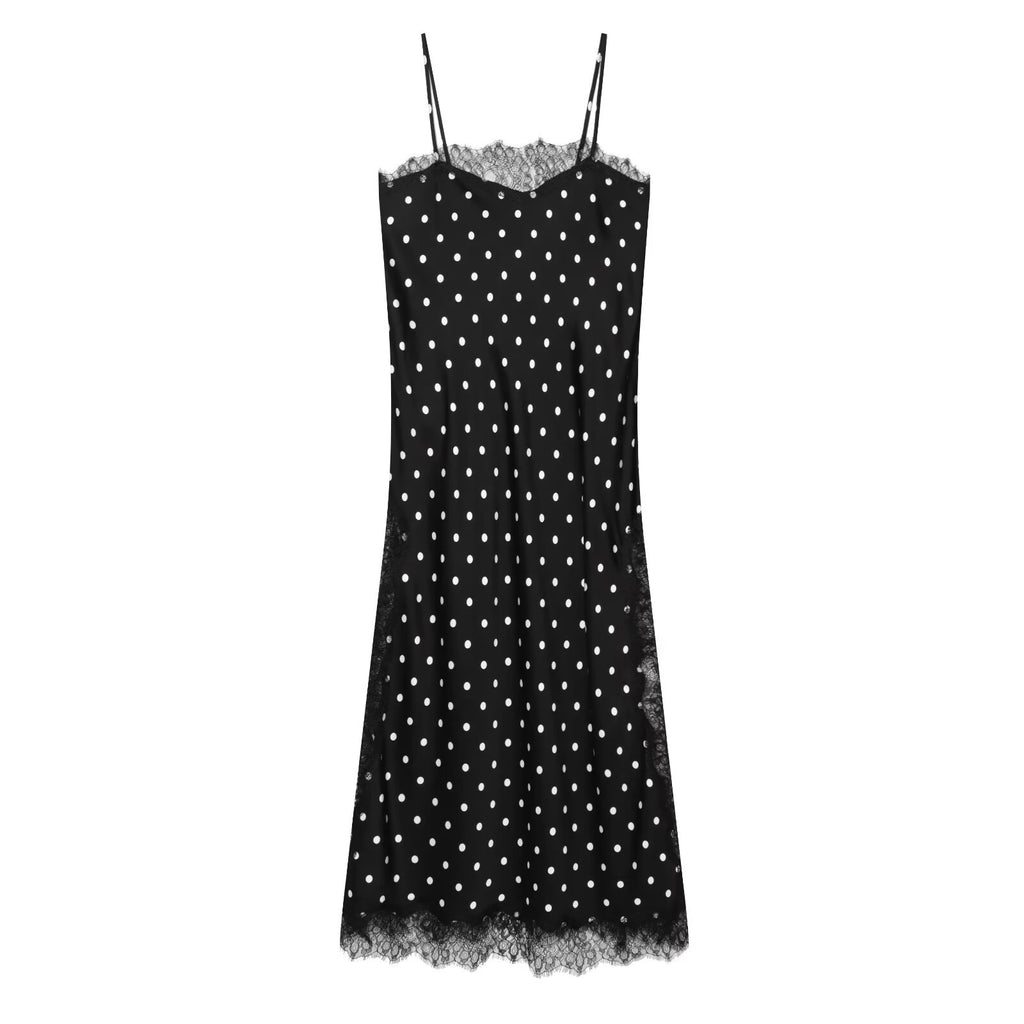 Vintage lace polka dot long camisole skirt