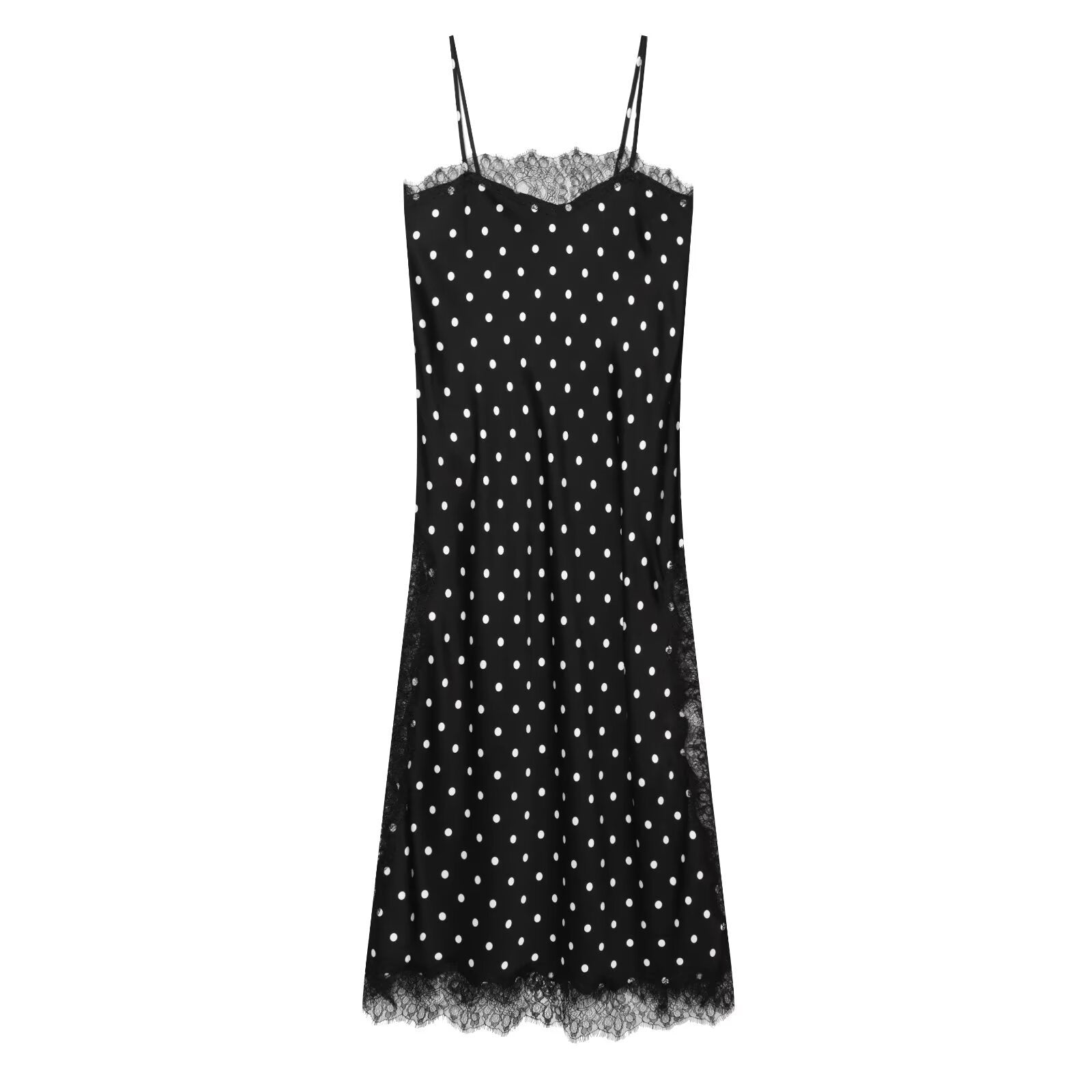 Vintage lace polka dot long camisole skirt