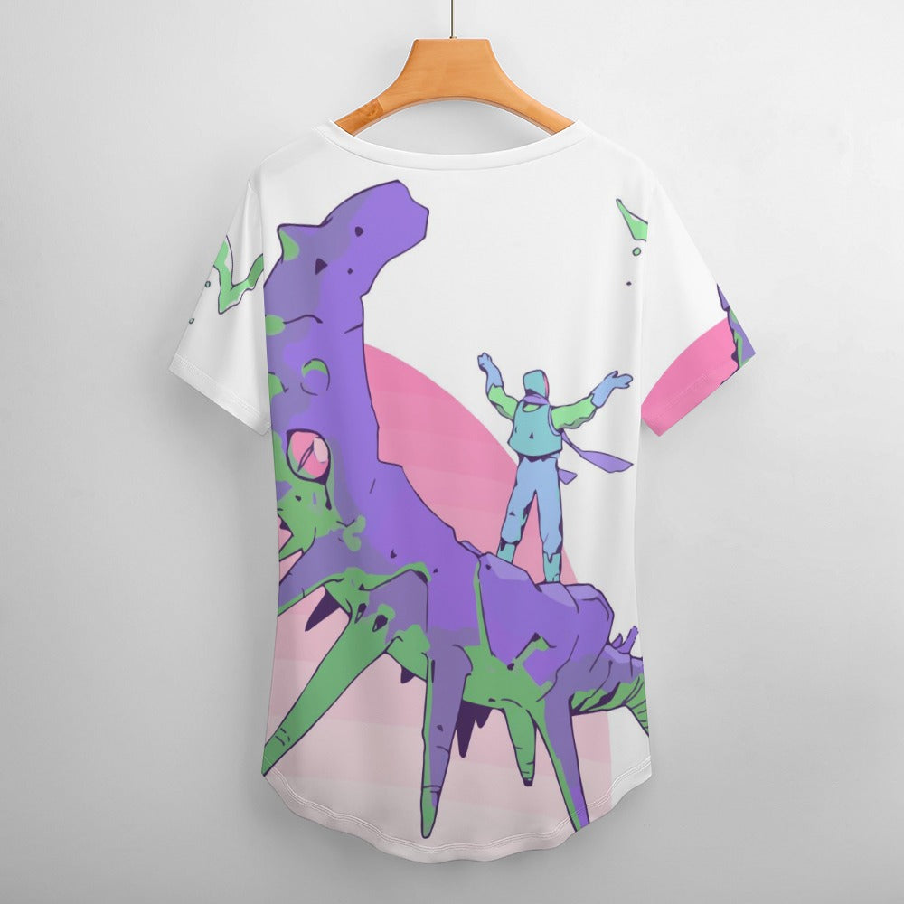 New V Neck Short-sleeve Women Shirt Printed