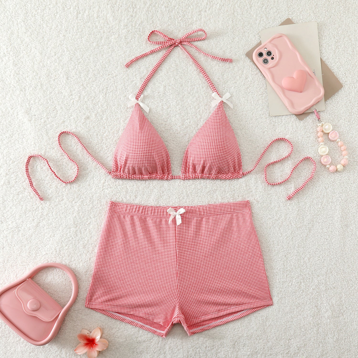 High waisted boxer shorts bikini swimsuit