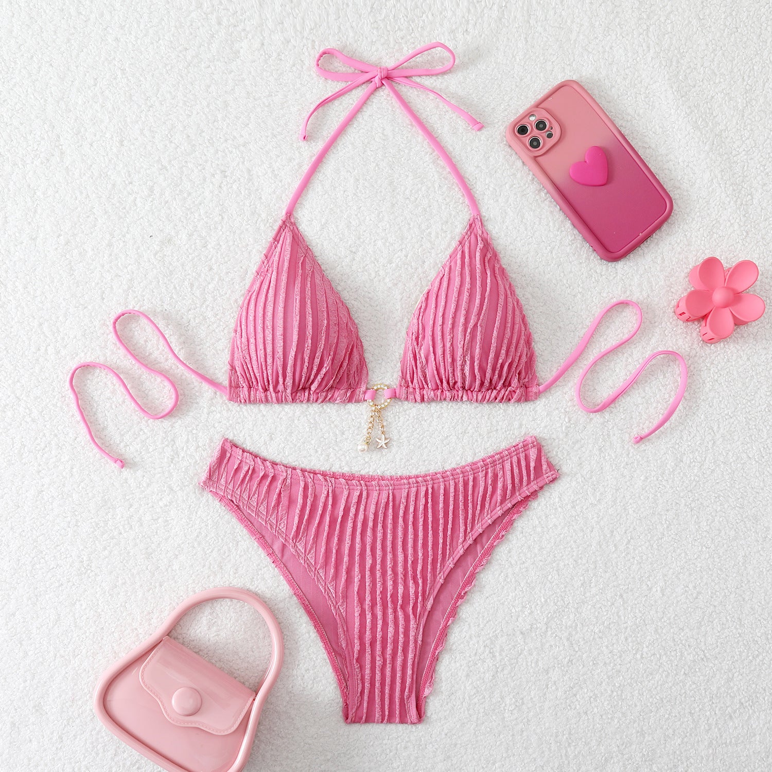 Solid color bikini swimsuit